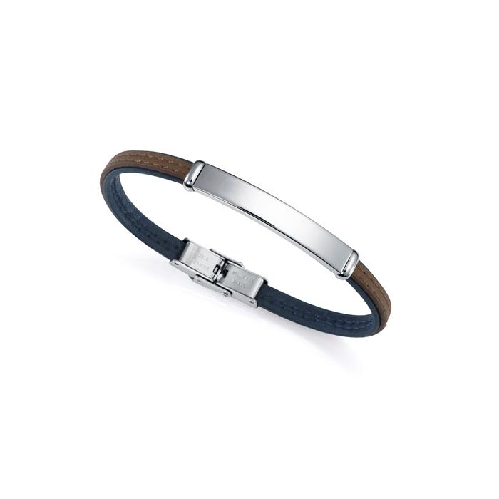 Pulsera Viceroy Fashion Eco Acero REciclado y Piel Marrón y Azul Vegana 75344P01011