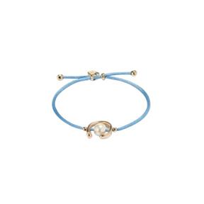 Pulsera UNOde50 Ser Diferente Hilo Azul, Baño Oro y Perla Shell PUL2505AZUORO0M