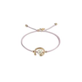 Pulsera UNOde50 Ser Diferente Hilo Salmón, Baño Oro y Perla Shell PUL2505LILORO0M