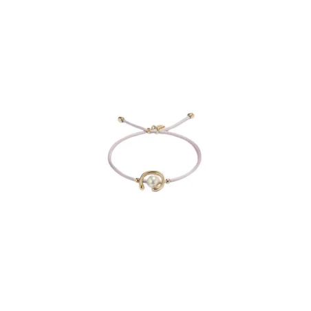 Pulsera UNOde50 Ser Diferente Hilo Salmón, Baño Oro y Perla Shell PUL2505LILORO0M
