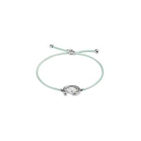 Pulsera UNOde50 Ser Diferente Hilo Verde Azulado, Baño Plata y Perla Shell PUL2505VDAMTL0M