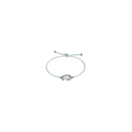 Pulsera UNOde50 Ser Diferente Hilo Verde Azulado, Baño Plata y Perla Shell PUL2505VDAMTL0M