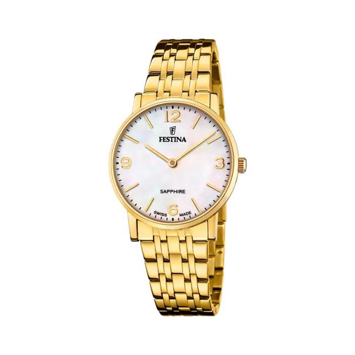 Reloj Festina Swiss Made Dorado y Nácar Analógico Mujer F20048/2