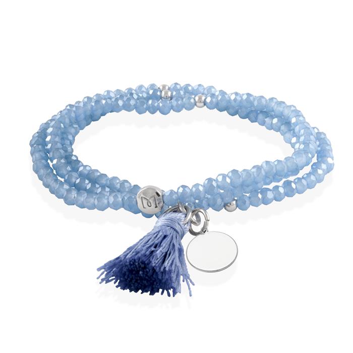 Pulsera Marina García Zen Blue y Chapita Plata Baño Rodio 91042UX