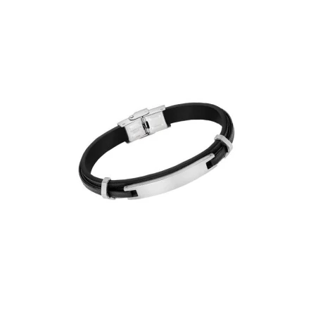 Pulsera Lotus Style Men Basic Acero Plateado y Piel Negro LS2400-2/1