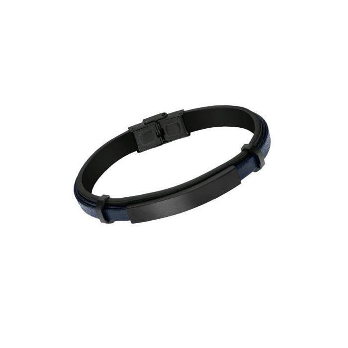 Pulsera Lotus Style Men Basic Piel Negro y Azul y Acero Negro LS2401-2/1