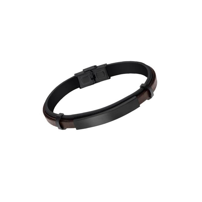 Pulsera Lotus Style Men Basic Piel Negro y Marrón y Acero Negro LS2401-2/2