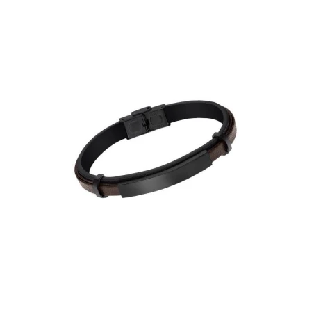 Pulsera Lotus Style Men Basic Piel Negro y Marrón y Acero Negro LS2401-2/2