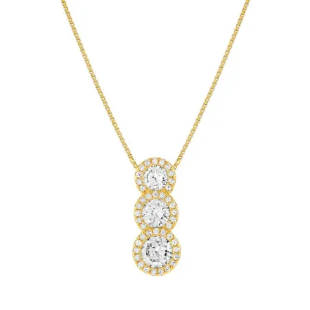 Gargantilla Nomination SeiDivina Triple Círculo Plata Baño Oro y Circonitas Blancas 241408/012