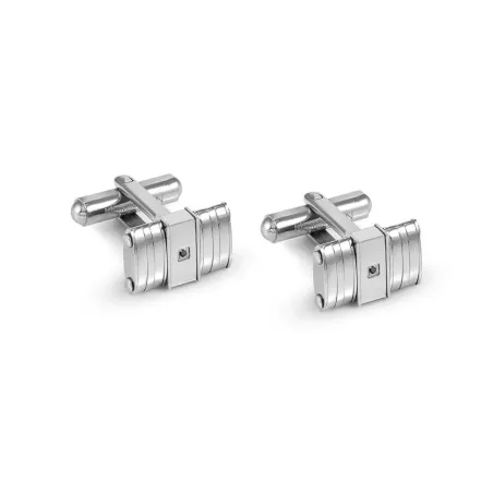 Gemelos Nomination Strong Rectángulo Acero y Diamante Negro 028333/036