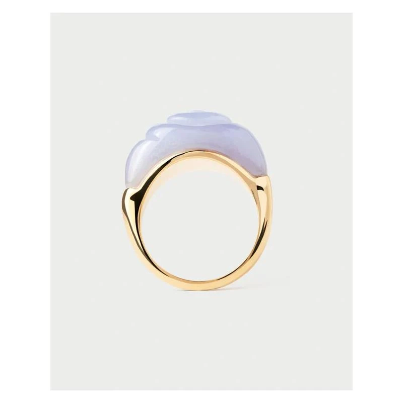 Anillo PdPaola Aqua Shell Plata Baño Oro y Agata Azul AN01-C59