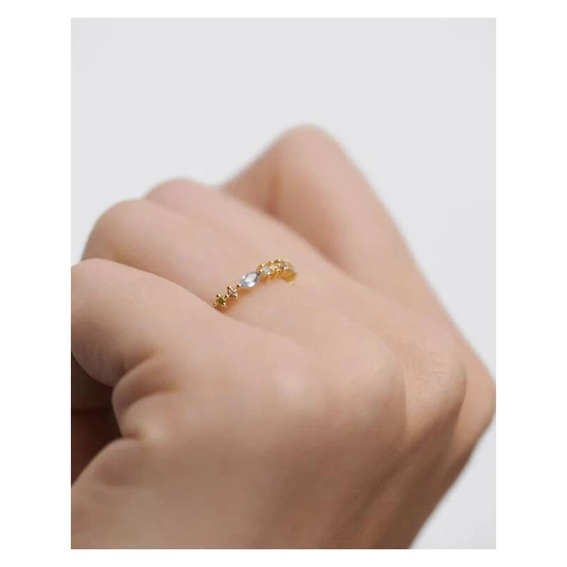 Anillo PdPaola Color Essentials Lotus Plata Baño Oro y Circonitas Multicolor AN01-C80