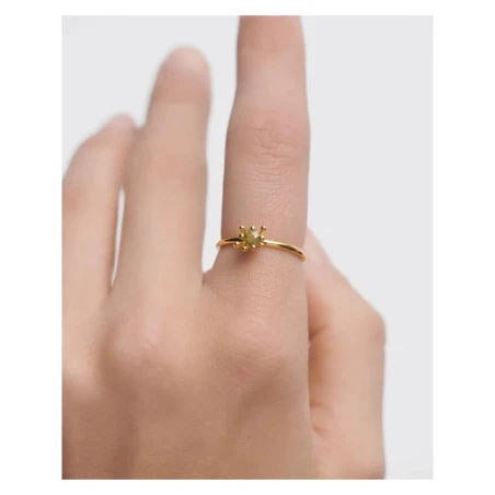 Anillo PdPaola Color Essentials Fleur Plata Baño Oro y Circonita Verde AN01-C91