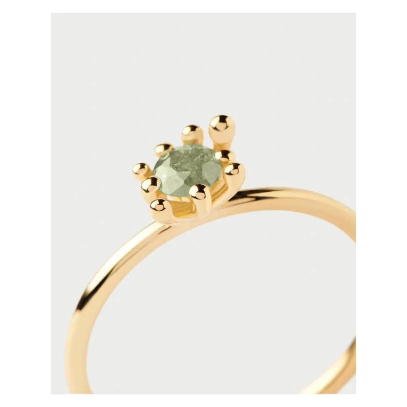 Anillo PdPaola Color Essentials Fleur Plata Baño Oro y Circonita Verde AN01-C91