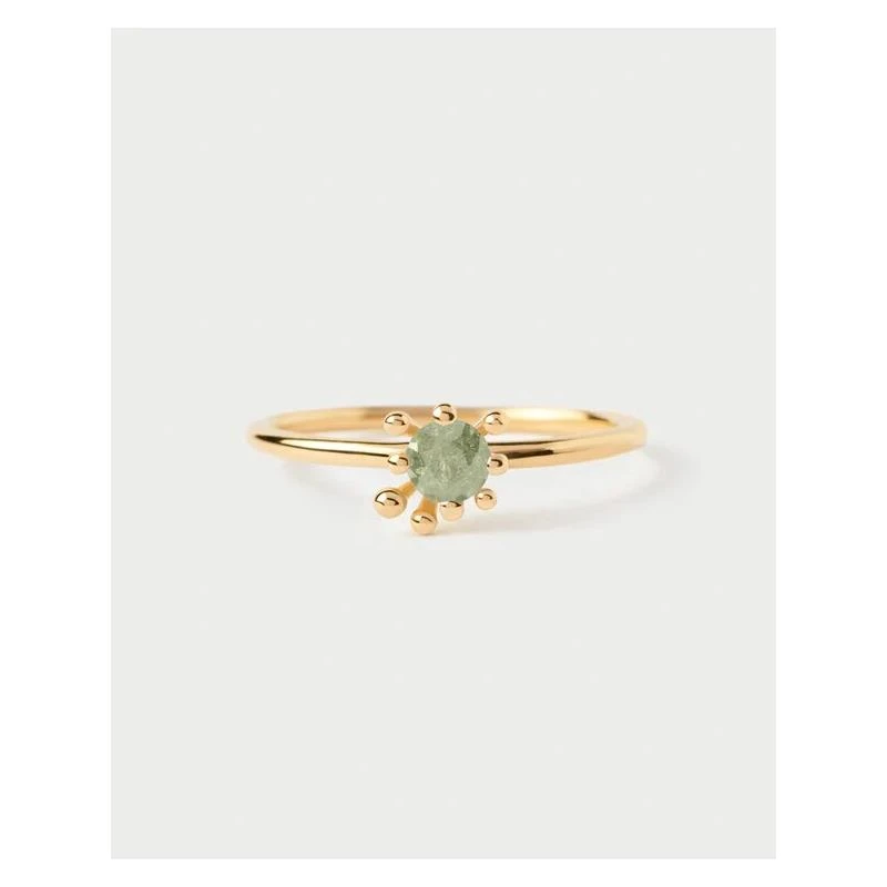 Anillo PdPaola Color Essentials Fleur Plata Baño Oro y Circonita Verde AN01-C91