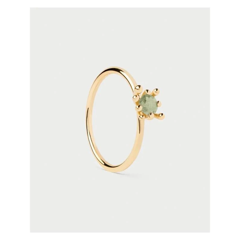 Anillo PdPaola Color Essentials Fleur Plata Baño Oro y Circonita Verde AN01-C91