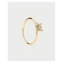 Anillo PdPaola Color Essentials Fleur Plata Baño Oro y Circonita Verde AN01-C91