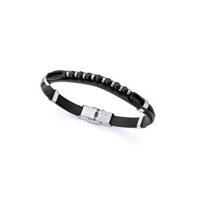 Pulsera Viceroy Fashion Piel Negra, Acero y Piedras Negras Hombre 15169P01010