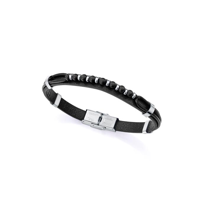Pulsera Viceroy Fashion Piel Negra, Acero y Piedras Negras Hombre 15169P01010