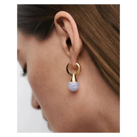 Pendientes PdPaola Aqua Riviera Aros Plata Baño Oro y Piedras Agata Azul AR01-C42-U