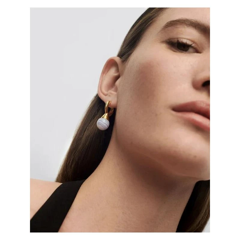 Pendientes PdPaola Aqua Riviera Aros Plata Baño Oro y Piedras Agata Azul AR01-C42-U