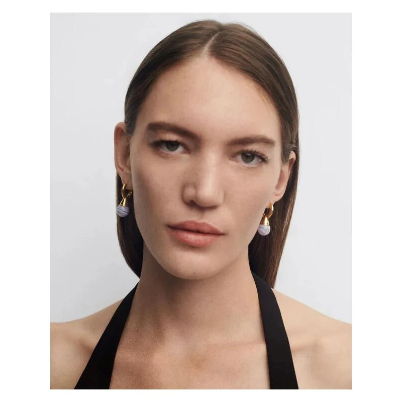 Pendientes PdPaola Aqua Riviera Aros Plata Baño Oro y Piedras Agata Azul AR01-C42-U