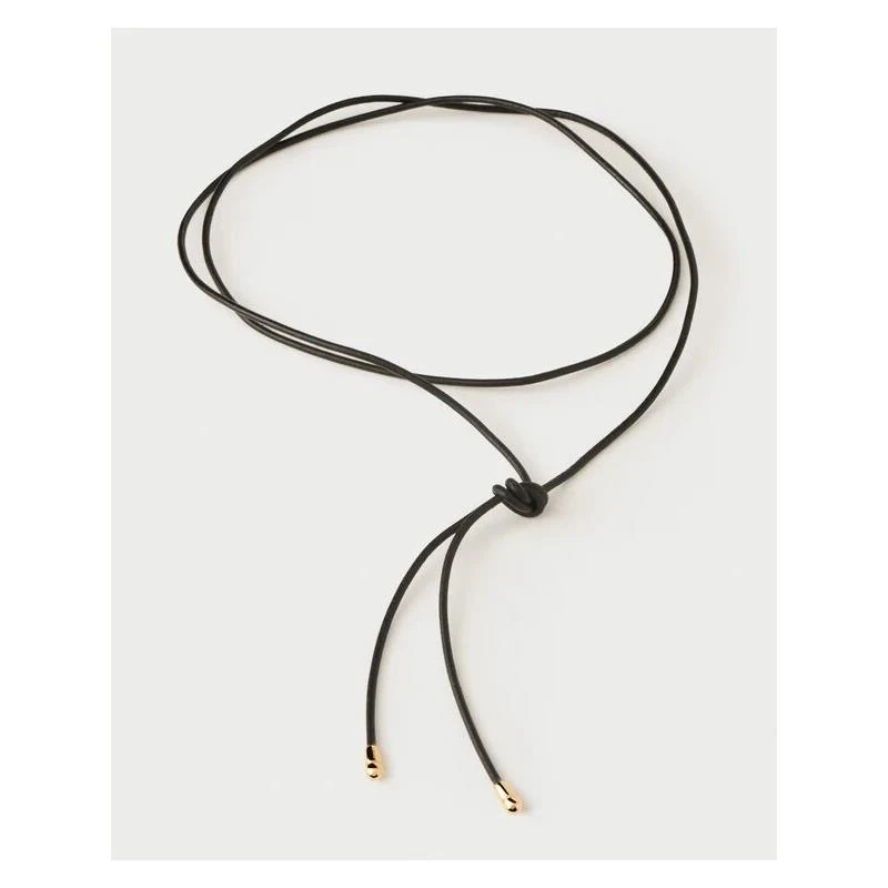 Collar PdPaola Aqua Dana Cuero Negro y Plata Baño Oro CO01-930-U