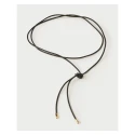 Collar PdPaola Aqua Dana Cuero Negro y Plata Baño Oro CO01-930-U