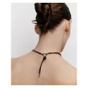 Collar PdPaola Aqua Dana Cuero Negro y Plata Baño Oro CO01-930-U