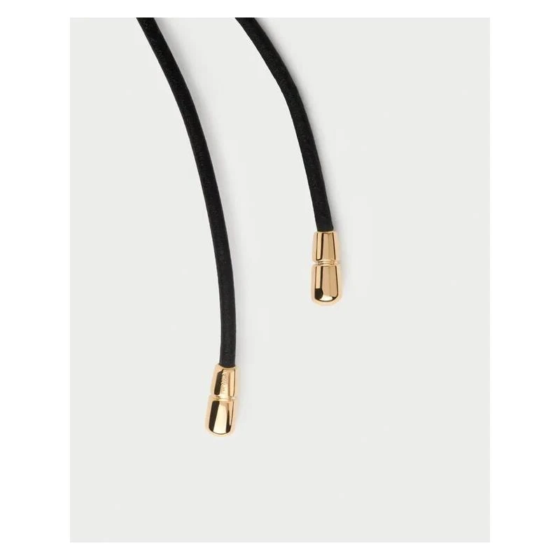 Collar PdPaola Aqua Dana Cuero Negro y Plata Baño Oro CO01-930-U