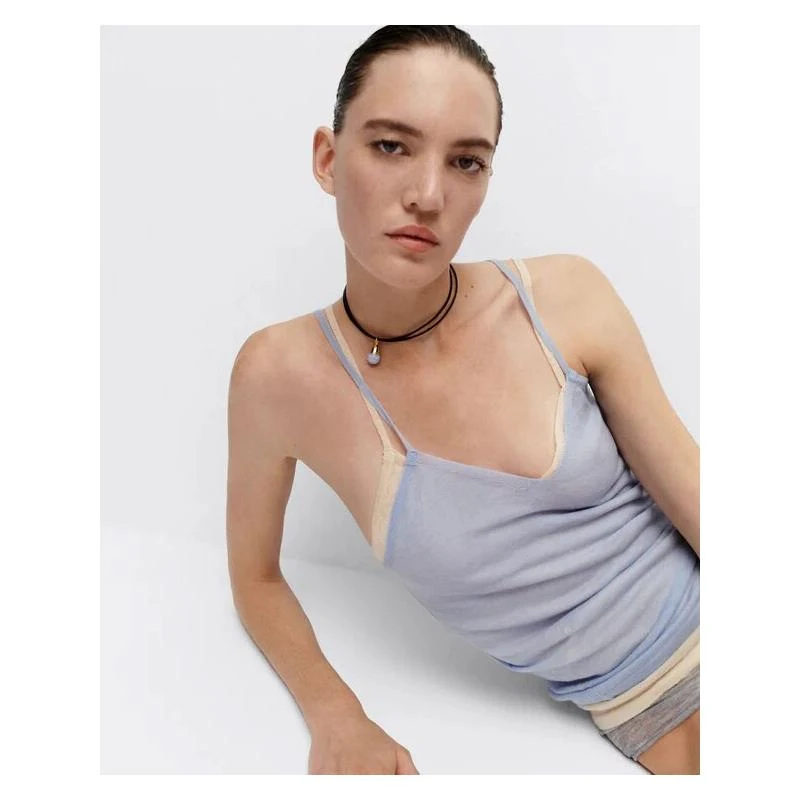Colgante PdPaola Aqua Riviera Plata Baño Oro y Agata Azul PE01-084-U