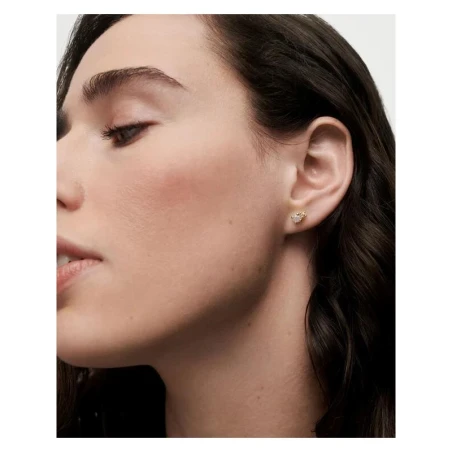 Pendientes PdPaola Stud Fog Plata Baño oro y Circonitas Gris y Marrón AR01-C68-U