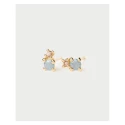 Pendientes PdPaola Stud Fog Plata Baño oro y Circonitas Gris y Marrón AR01-C68-U