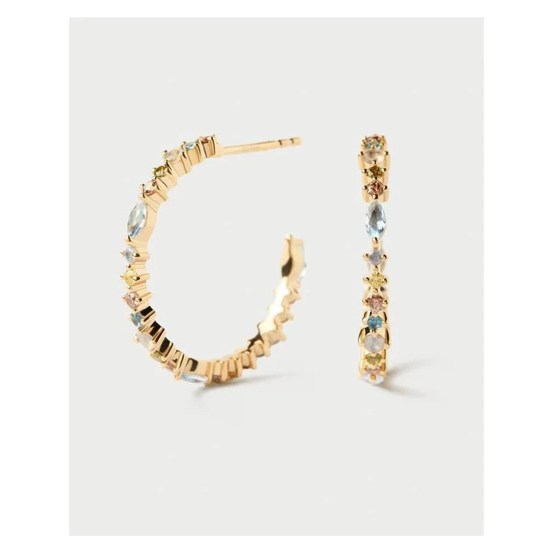 Pendientes PdPaola Aros Lotus Plata Baño Oro y Circonitas Multicolor AR01-C78-U