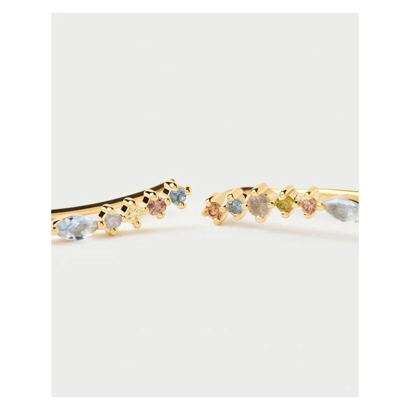 Pendientes Trepadores PdPaola Lotus Plata Baño Oro y Circonitas Multicolor AR01-C79-U