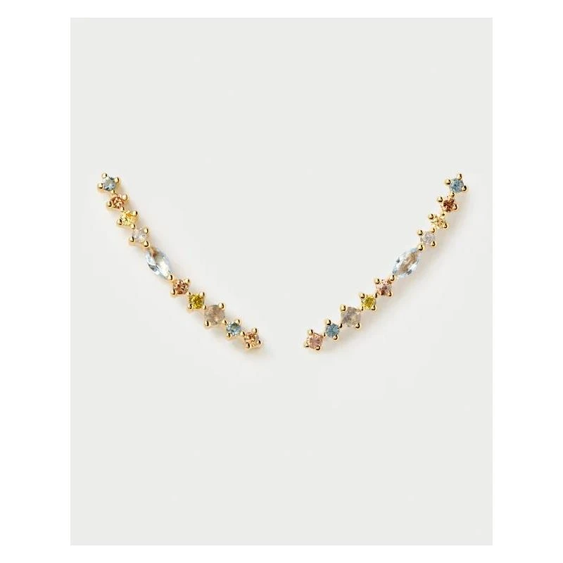 Pendientes Trepadores PdPaola Lotus Plata Baño Oro y Circonitas Multicolor AR01-C79-U