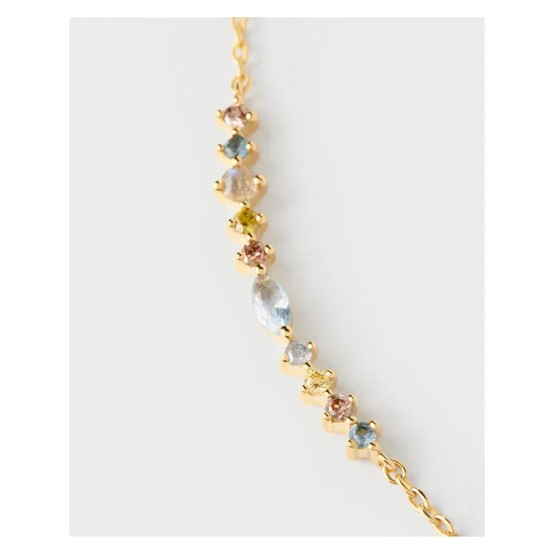 Collar PdPaola Lotus Plata Baño Oro y Circonitas Multicolor CO01-951-U