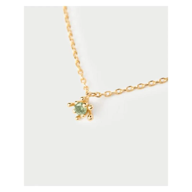 Collar PdPaola Fleur Plata Baño Oro y Circonita Verde CO01-961-U