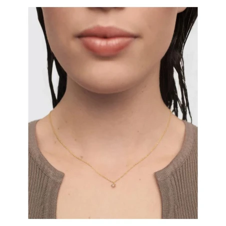 Collar PdPaola Fleur Plata Baño Oro y Circonita Gris CO01-963-U