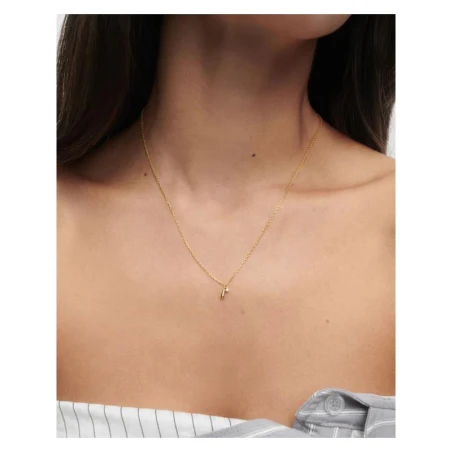 Collar PdPaola Kira Gota Plata Baño Oro y Circonita Blanca CO01-972-U