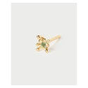 Pendiente Individual PdPaola Fleur Plata Baño Oro y Circonita Verde PG01-320-U