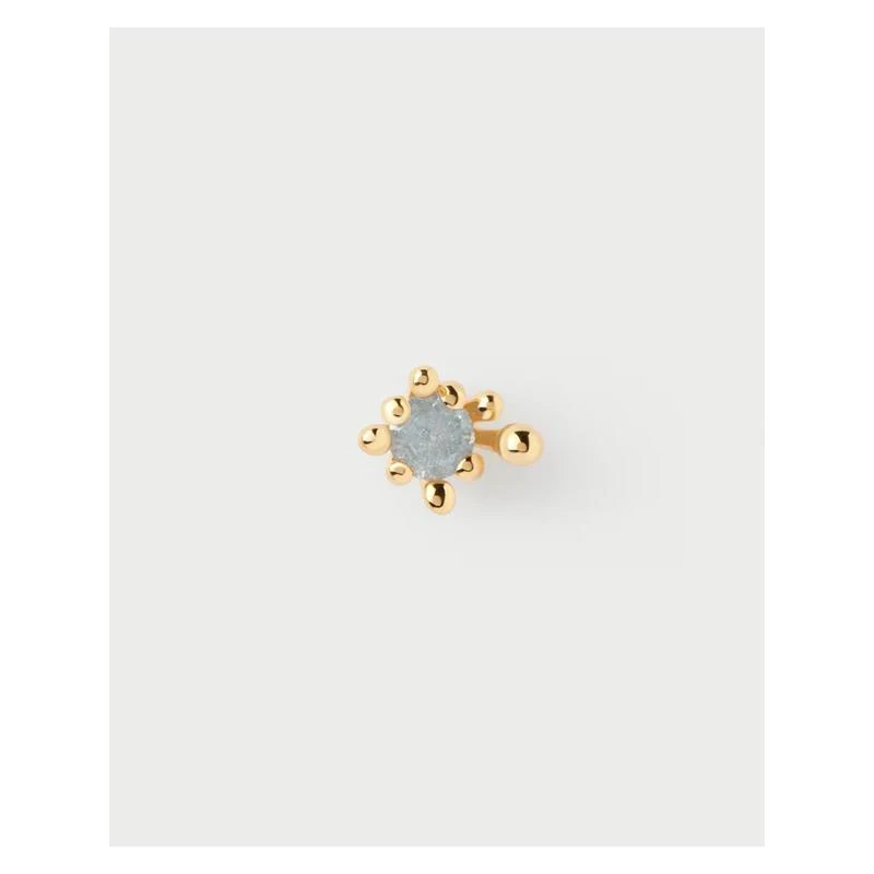Pendiente Individual PdPaola Fleur Plata Baño Oro y Circonita Gris PG01-322-U