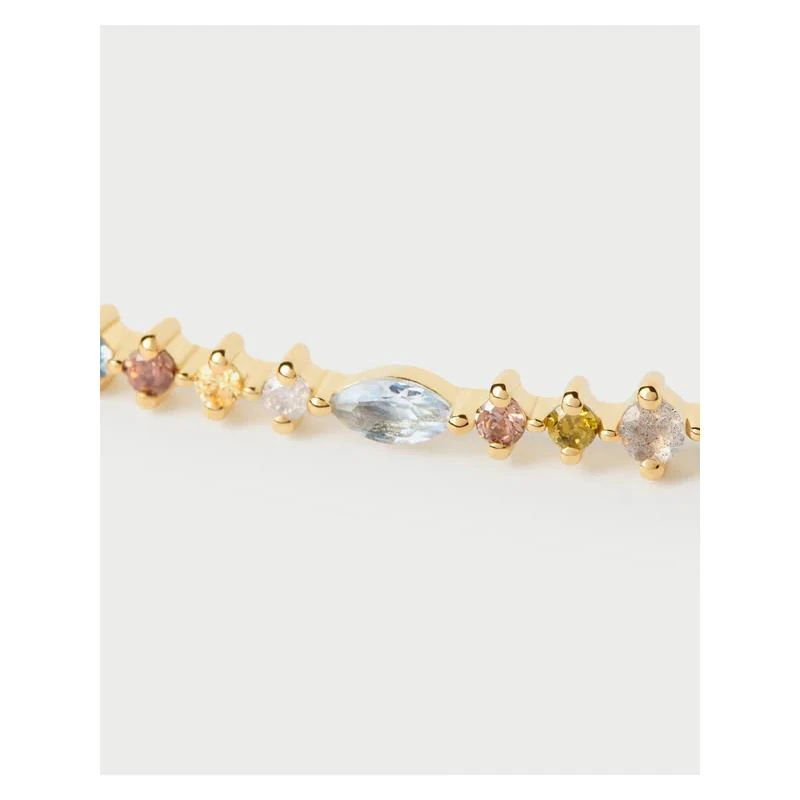 Pulsera PdPaola Lotus Plata Baño Oro y Circonitas Multicolor PU01-845-U