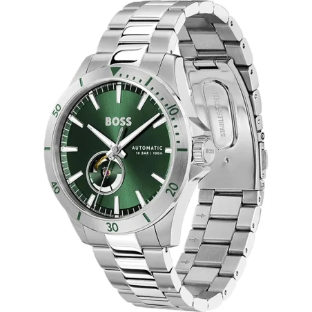Reloj Boss Troper Plateado y Verde Automático Hombre 1514200