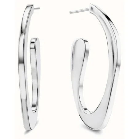 Pendientes Calvin Klein Aros Ovalados Acero Baño Plateado 35000689