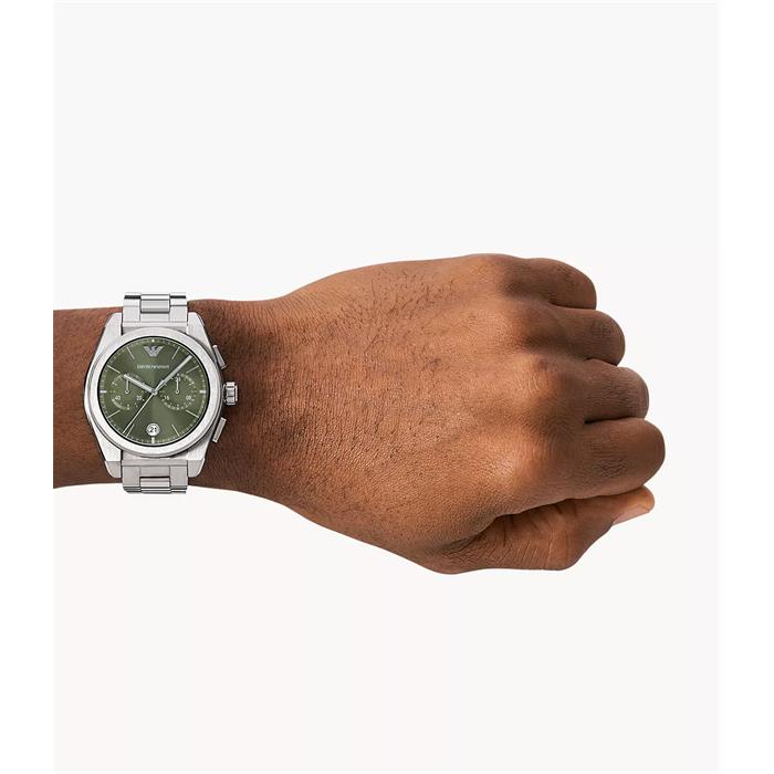 Reloj Armani Federico Plateado y Verde Cronógrafo Hombre AR11640