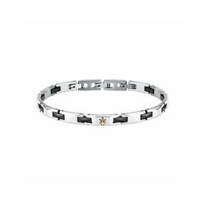 Pulsera Maserati Ceramic Plateada y Negra Hombre JM424ATZ49