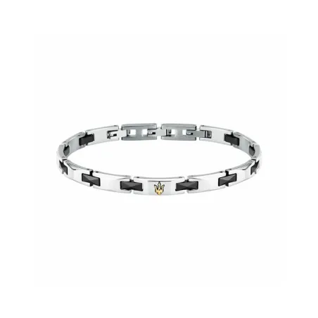 Pulsera Maserati Ceramic Plateada y Negra Hombre JM424ATZ49