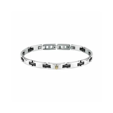 Pulsera Maserati Ceramic Plateada y Negra Hombre JM424ATZ49