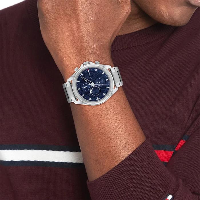 Reloj Tommy Hilfiger Jax Plateado y Azul Multifunción Hombre 1710656